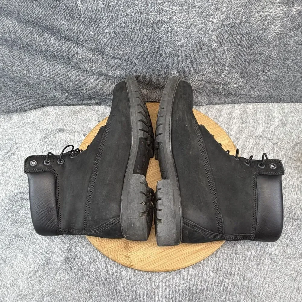 Timberland Boots Mens Size 10.5 Black Nubuck Leather Ankle Combat 10073 Lug Sole